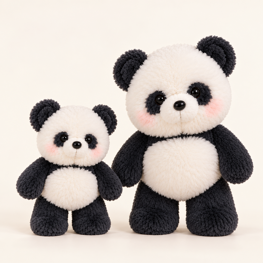 Running Panda Plush Bundle – 30cm + 45cm, Two adorable pandas in one bundle offer.