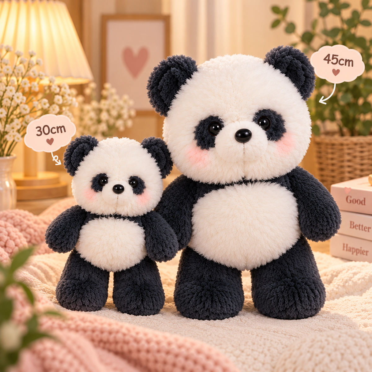 Running Panda Plush Bundle – 30cm + 45cm, Two adorable pandas in one bundle offer.