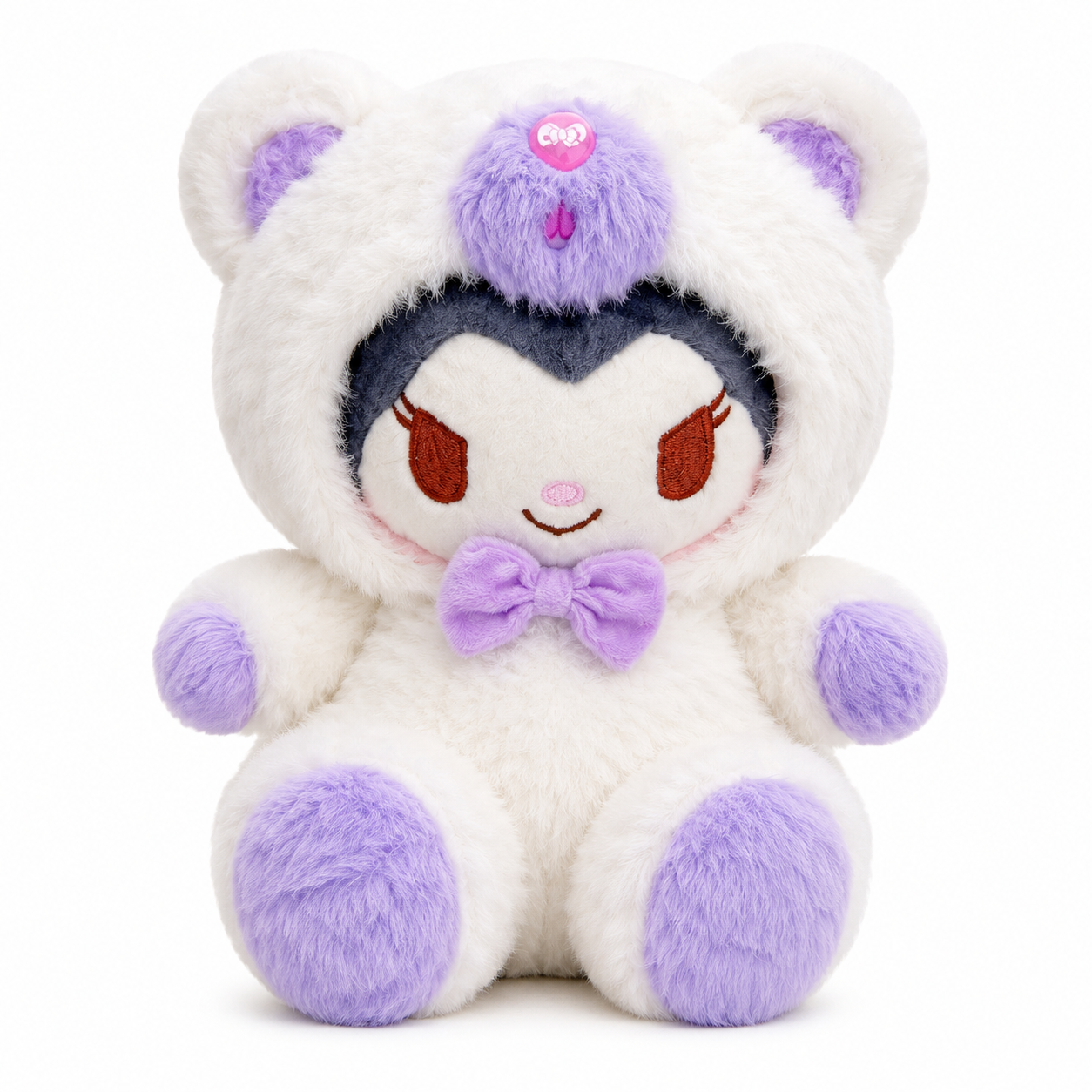 Snowy Bow Kitty Plush Toy – Soft Winter Teddy