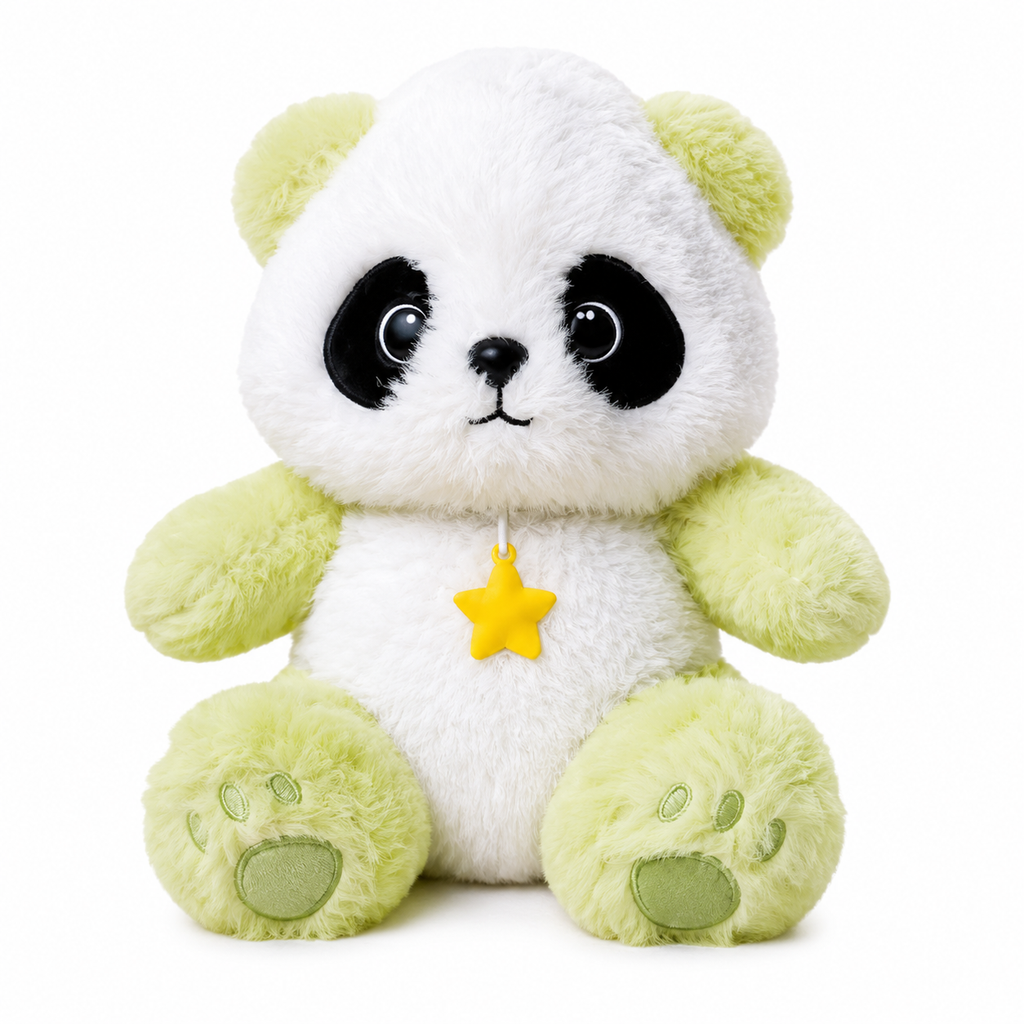 Green Panda Plush Toy with Star Pendant – Ultra Soft Stuffed Panda