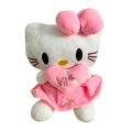KT plush toy with pink bow

cute pink stuffed doll holding love heart

kawaii KT plush for girls

soft pink plush toy