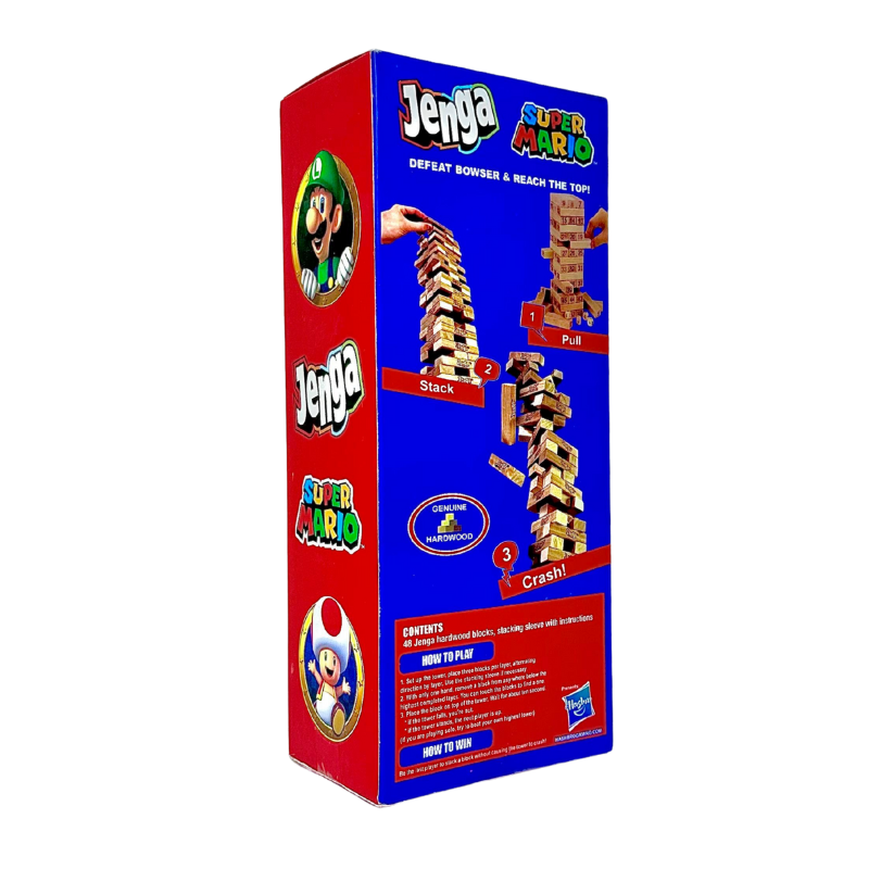 Mario tower challenge 2 in 1 stacking game

Mario themed block tower game for kids

Family stacking block game inspired by Mario

Mario tower balance game

BoardBox kids stacking games