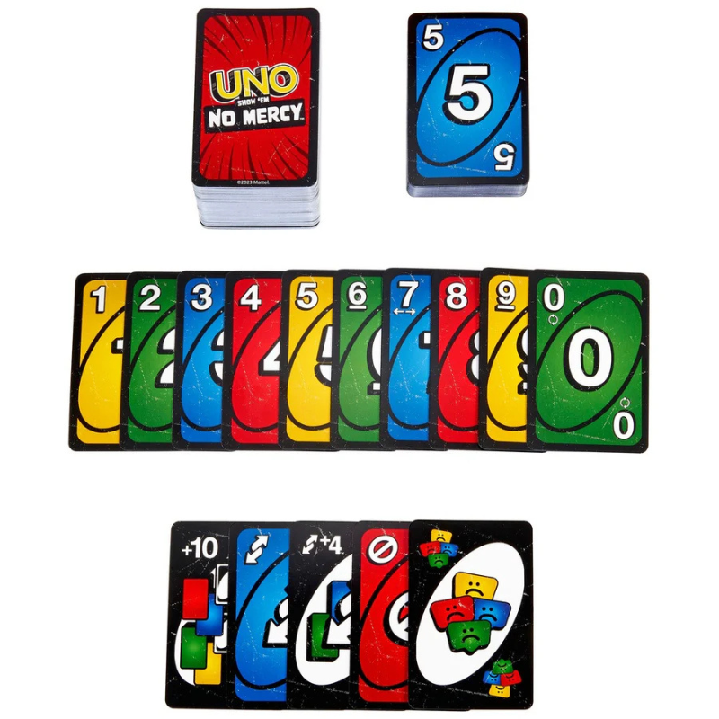 UNO Show Em No Mercy card game box

Extreme UNO card game party edition

UNO No Mercy competitive card game

Party card game UNO Show Em No Mercy

BoardBox card games collection