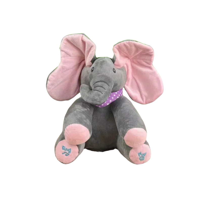 Peek-a-Boo Elephant plush toy soft stuffed for kids

Ultra soft grey Peek-a-Boo Elephant plush

Cute elephant plush with pink ears

Kids soft plush Peek-a-Boo Elephant cuddle toy

Premium quality elephant plush nursery décor