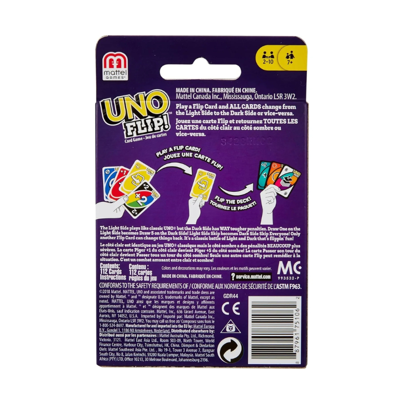 UNO Flip card game double sided deck

UNO Flip family card game box

Colorblind accessible UNO Flip cards

Party card game UNO Flip

BoardBox card games for family night