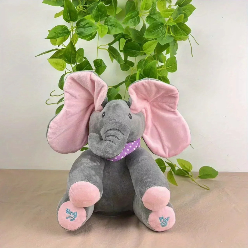 Peek-a-Boo Elephant plush toy soft stuffed for kids

Ultra soft grey Peek-a-Boo Elephant plush

Cute elephant plush with pink ears

Kids soft plush Peek-a-Boo Elephant cuddle toy

Premium quality elephant plush nursery décor