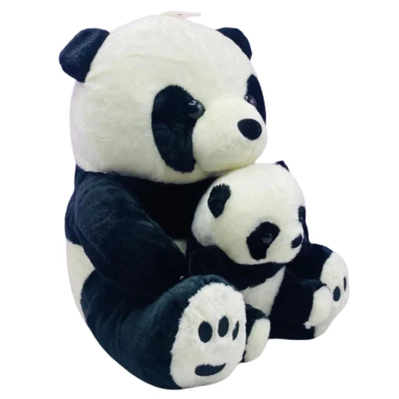 mama and baby panda plush toy

black and white panda stuffed doll

cute panda plush for kids

soft panda toy sitting pose