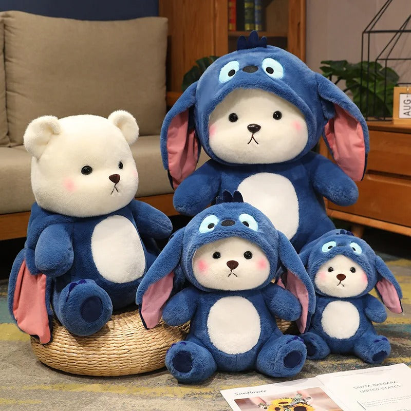 blue bunny hood plush toy

cute white bear in blue bunny hood

kawaii blue plush doll

soft bunny costume stuffed toy
