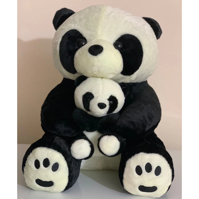 mama and baby panda plush toy

black and white panda stuffed doll

cute panda plush for kids

soft panda toy sitting pose