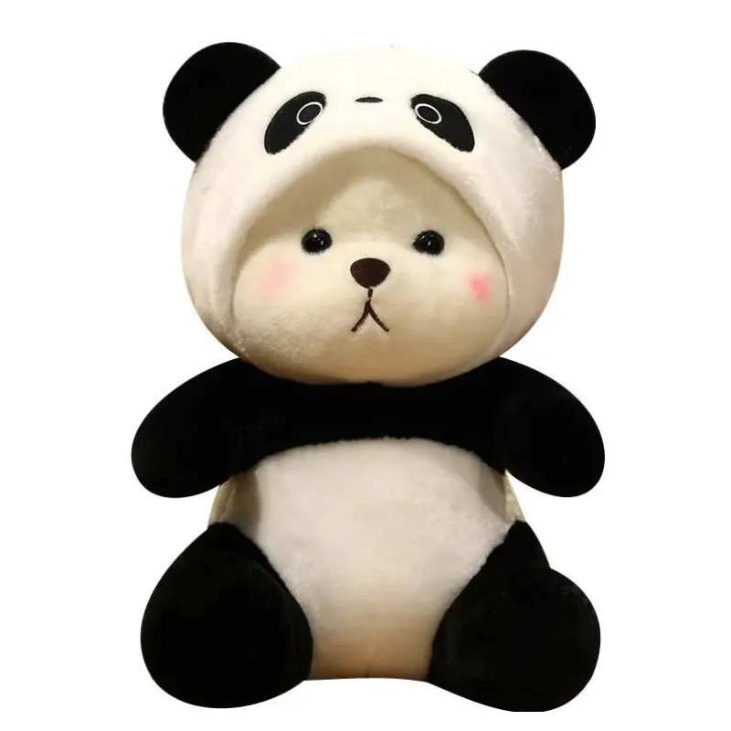 panda hood plush toy

cute white bear wearing panda hood

kawaii panda plush doll

soft panda stuffed toy for kids