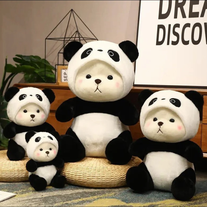 panda hood plush toy

cute white bear wearing panda hood

kawaii panda plush doll

soft panda stuffed toy for kids
